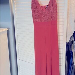 Elegant Lace-Top Jumpsuit in Rusty Coral